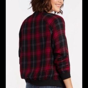 NWOT Peyton Jensen red tartan plaid bomber. Sz. S.